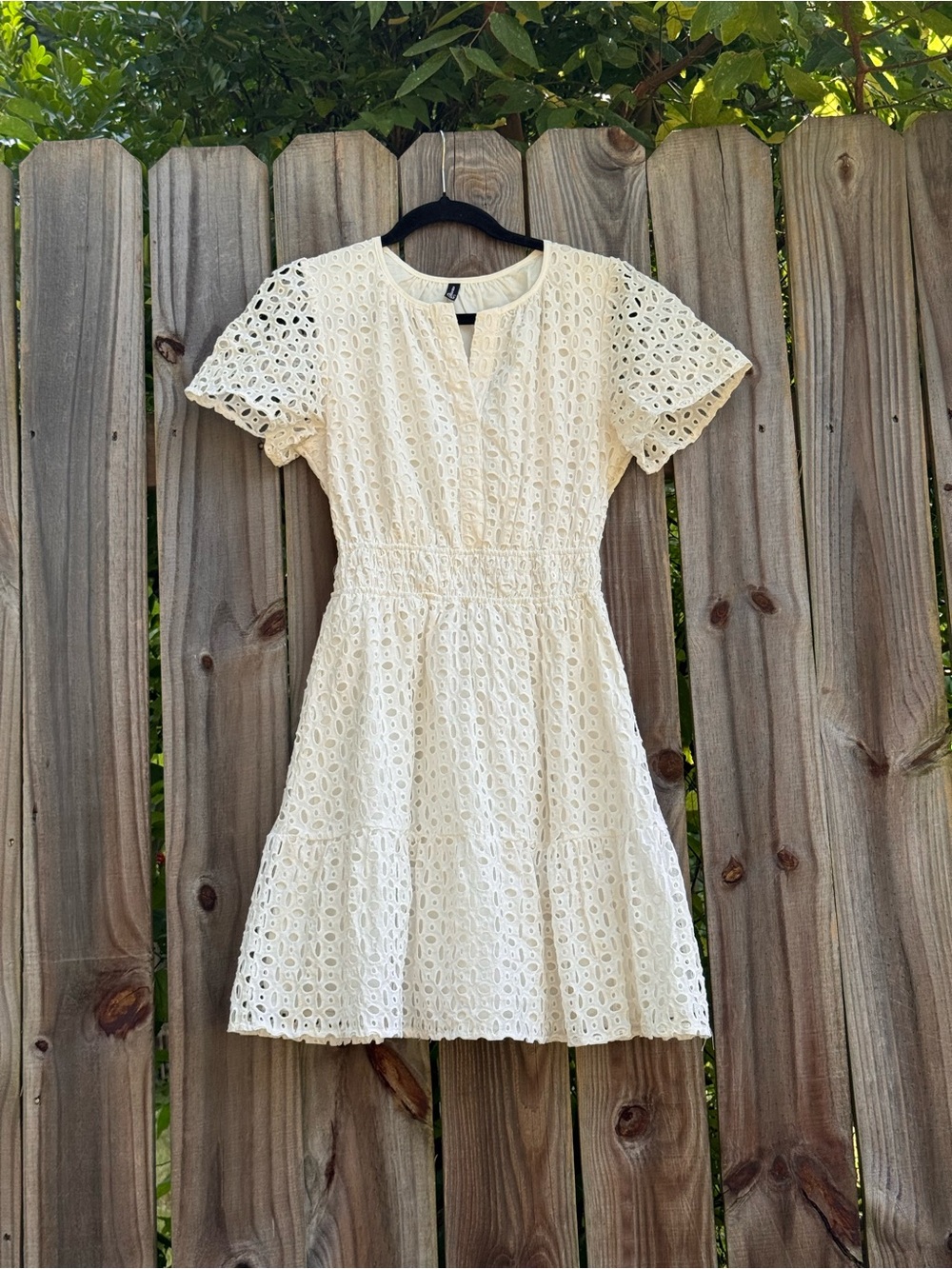 Pretty garden boho cottagecore white eyelet dress S